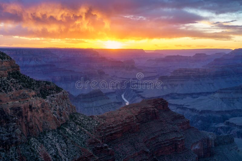 Sunset At Hopi Point On The Rim Trail At The South Rim Of Grand Canyon