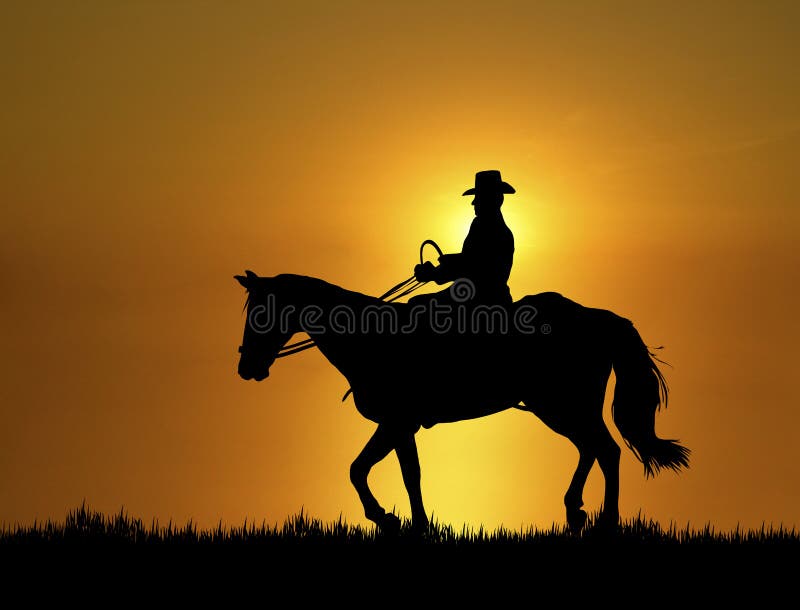 Sunset Horse Ride 2 stock illustration. Illustration of field 5271167