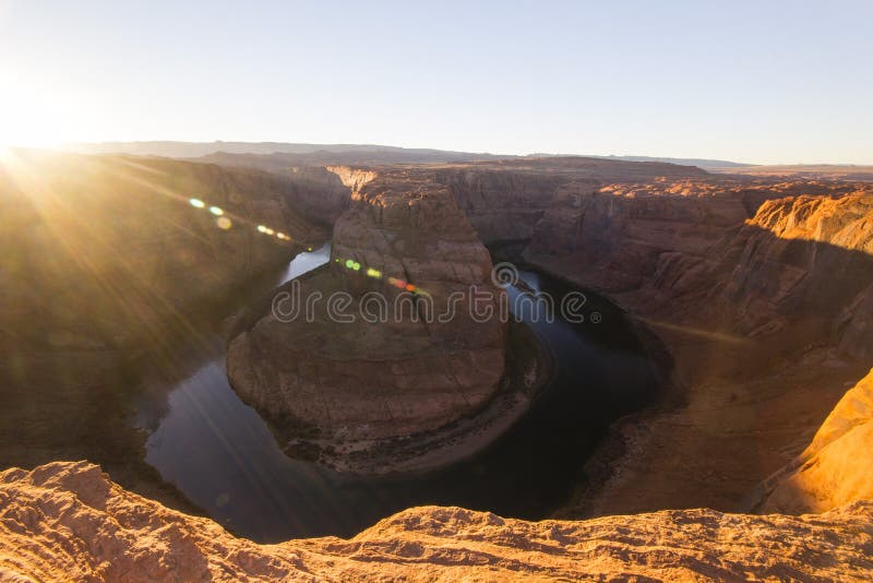 Sunset at horseshoe bend stock image. Image of nature 48798609