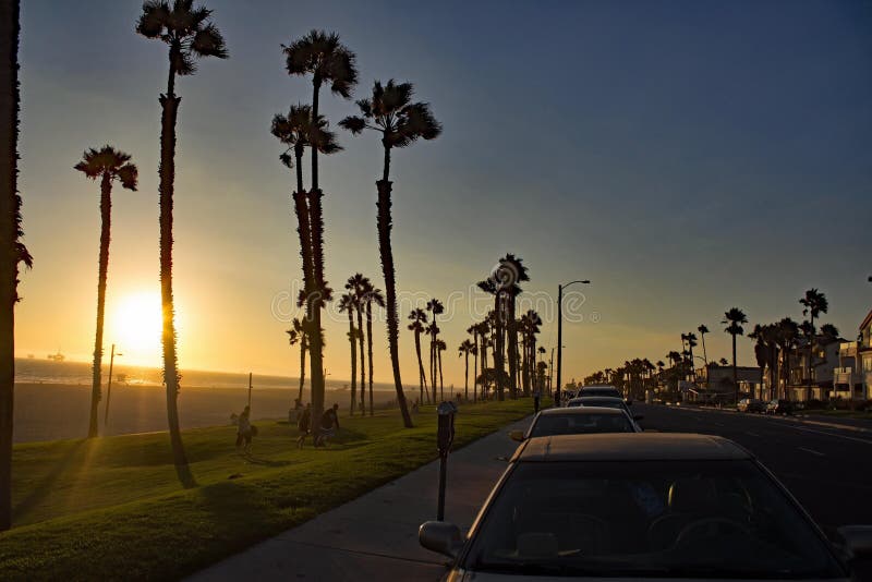 Sunset at Huntington Beach - California - USA royalty free stock images Sunset at Huntington Beach - California - USA royalty free stock images