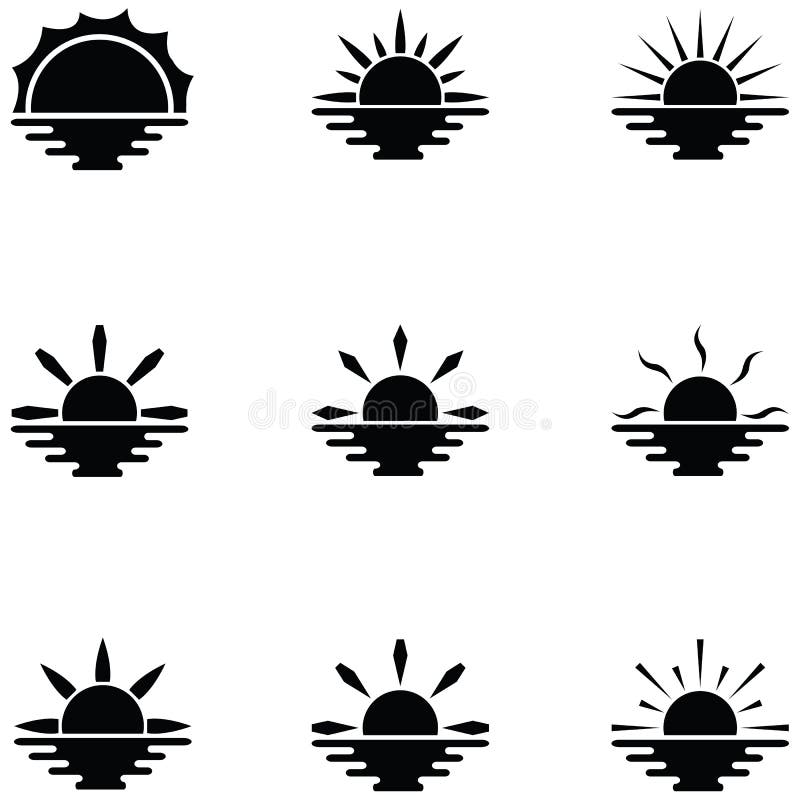 Sunset icon set stock vector. Illustration of concept - 121875563