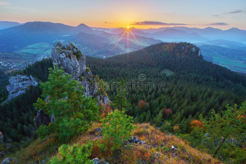 Západ slnka z Ihla v Chočských vrchoch