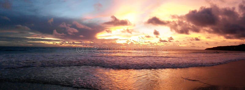 Sunset At Karon Beach, Phuket, Thailand Stock Photo - Image of cloud