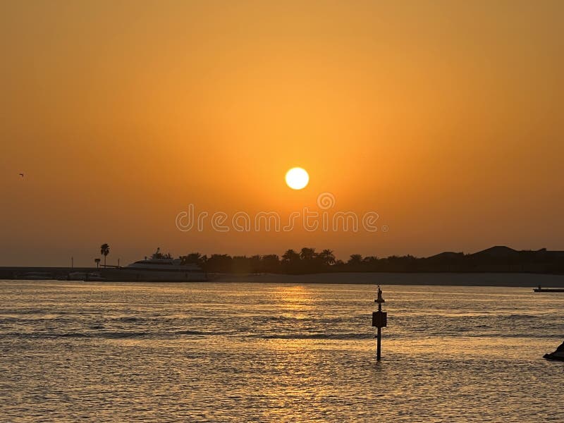 Sunset from Kite Beach at Jumeirah in Dubai, UAE Stock Image Image of