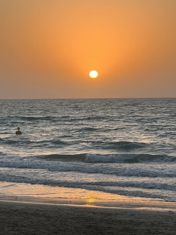 Sunset at Kite Beach in Jumeirah in Dubai, UAE Stock Photo Image of