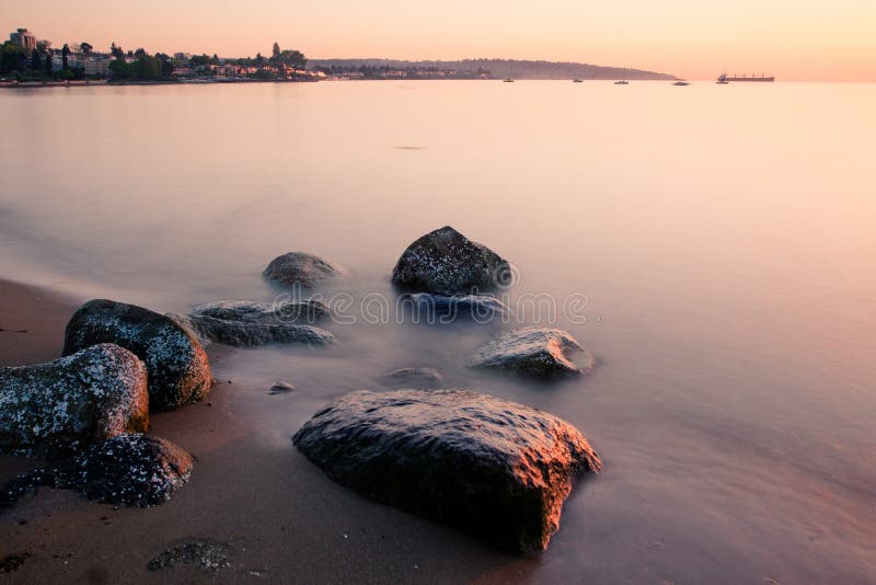 Sunset at Kitsilano Beach stock image. Image of kitsilano 32452077