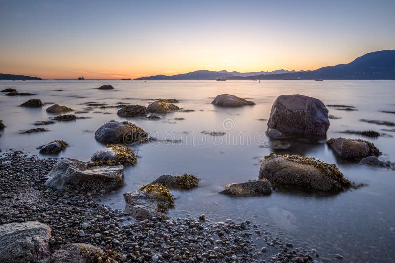 Sunset at Kitsilano Beach, Vancouver Canada Stock Image Image of