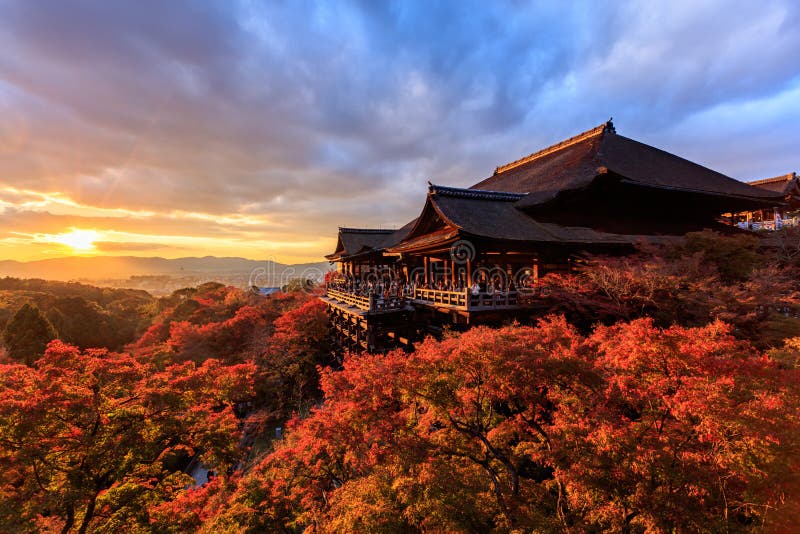 Sunset at Kiyomizu-dera Temple in Kyoto Editorial Stock Image - Image