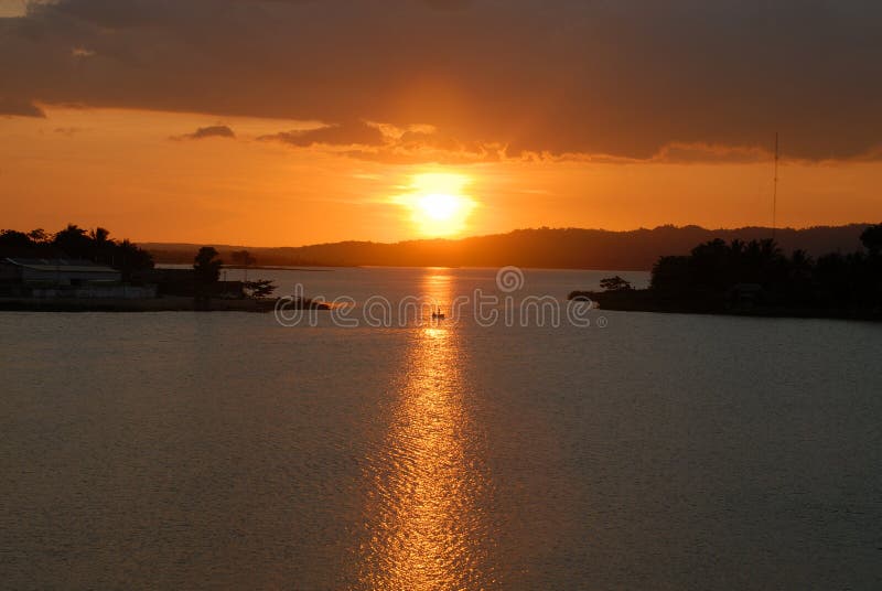 Sunset on the lake around Flores Guatemala. Sunset on the lake around Flores Guatemala