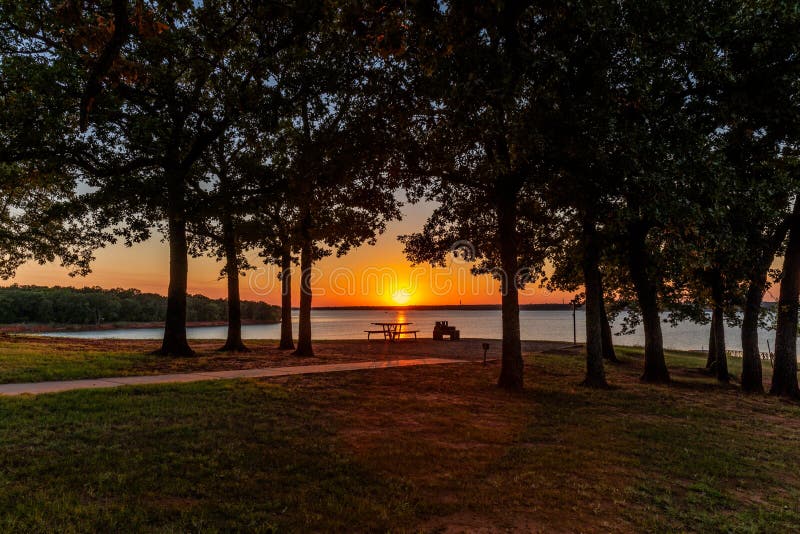 Sunset on a Lake stock image. Image of still, color 154456423
