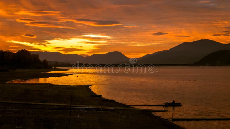 Sunset and lake