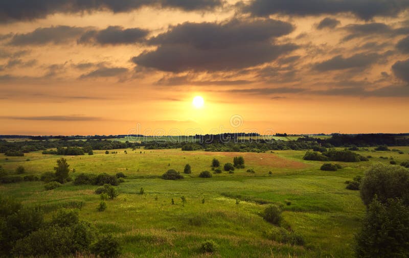 Sunset landscape stock photography