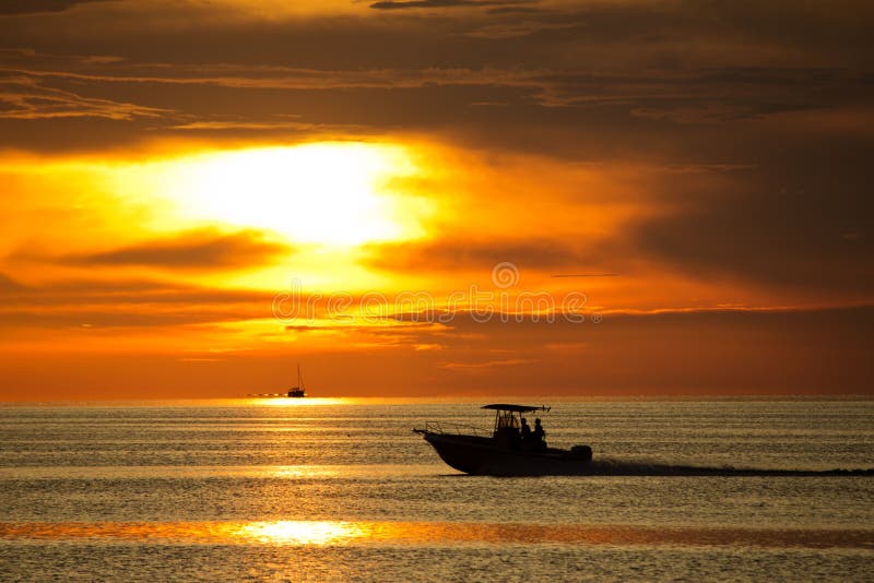 Sunset and Large Boat