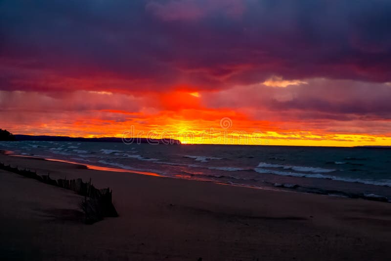 Sunset in Leland, MI stock photo. Image of sunny, sunlight 160402618