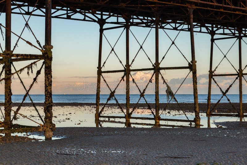 Sunset and Low Tide at Worthing Beach Stock Image Image of scenery, calm 127245719
