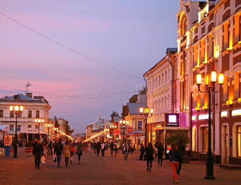 Sunset at main street Nizhny Novgorod