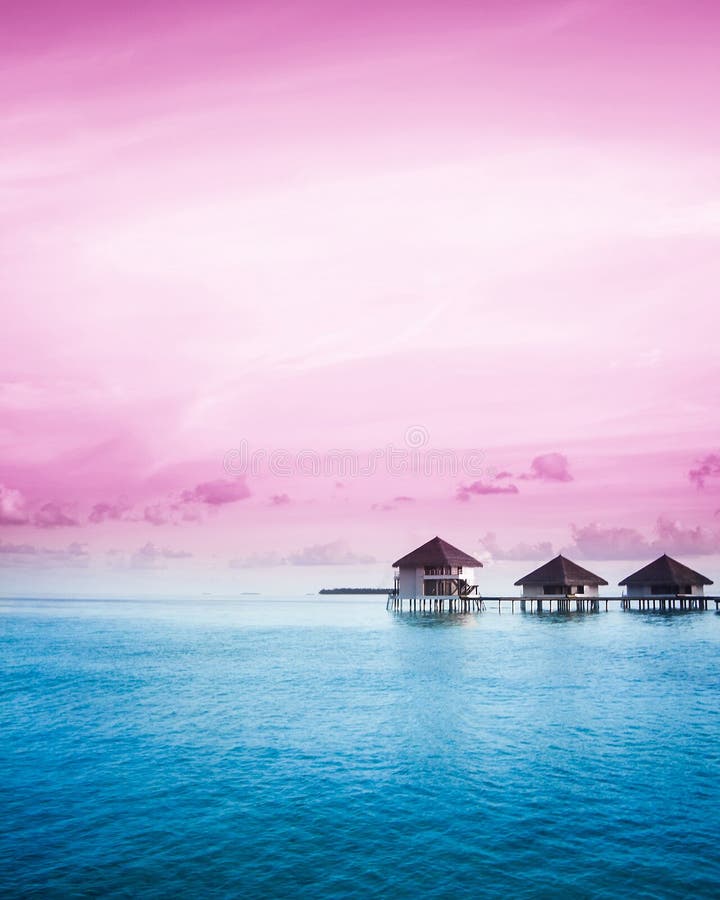 Sunset on Maldives island
