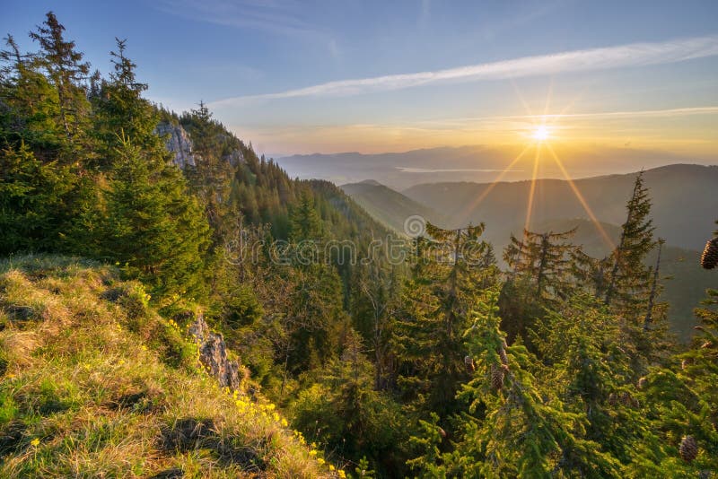 Sunset from Maly Salatin mountain at Low Tatras