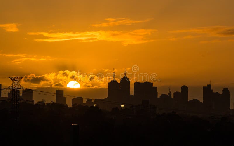 Sunset Melbourne City Skyline Stock Image Image of beautiful, famous