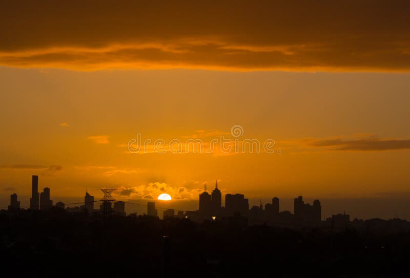 Sunset Melbourne City Skyline Stock Photo Image of melbourne