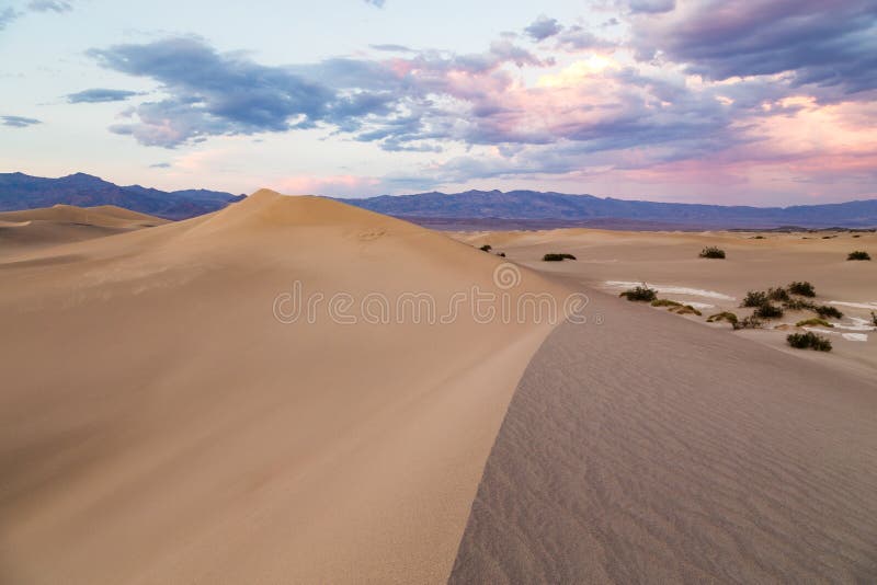 Sunset at Mesquite Flat Sand Dunes in Death Valley National Park, California, USA