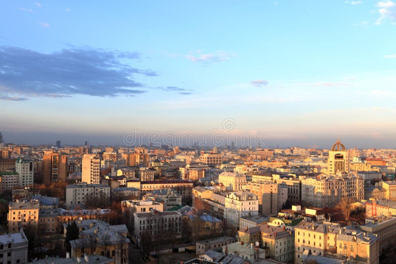Sunset in Moscow stock photo. Image of contemporary, aerial 25316032