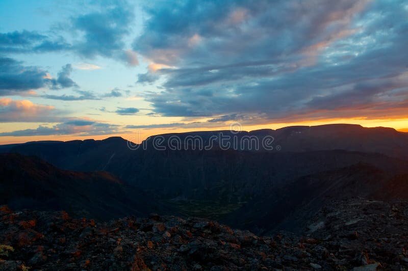 Sunset in mountains