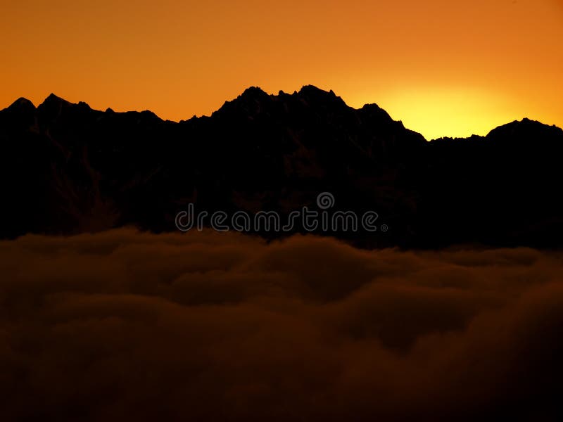 Sunset in mountains