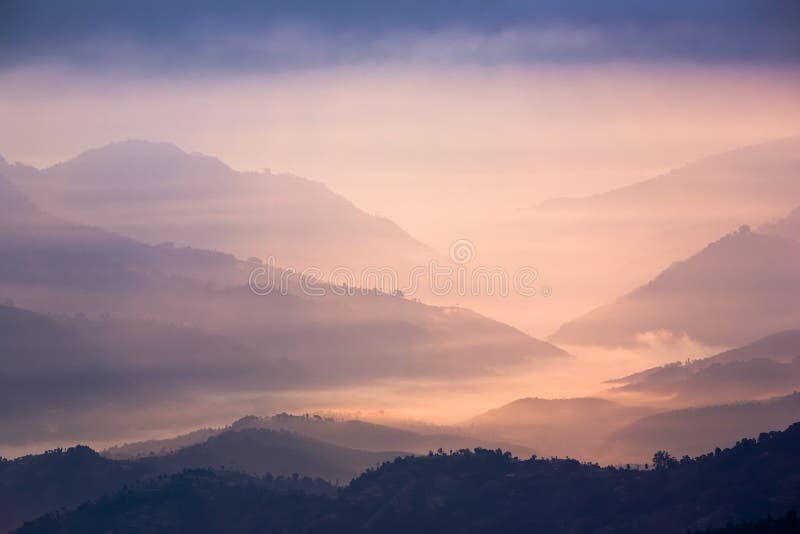 Sunset in mountains