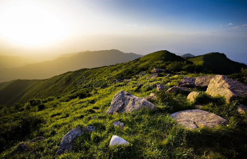 Sunset in mountains