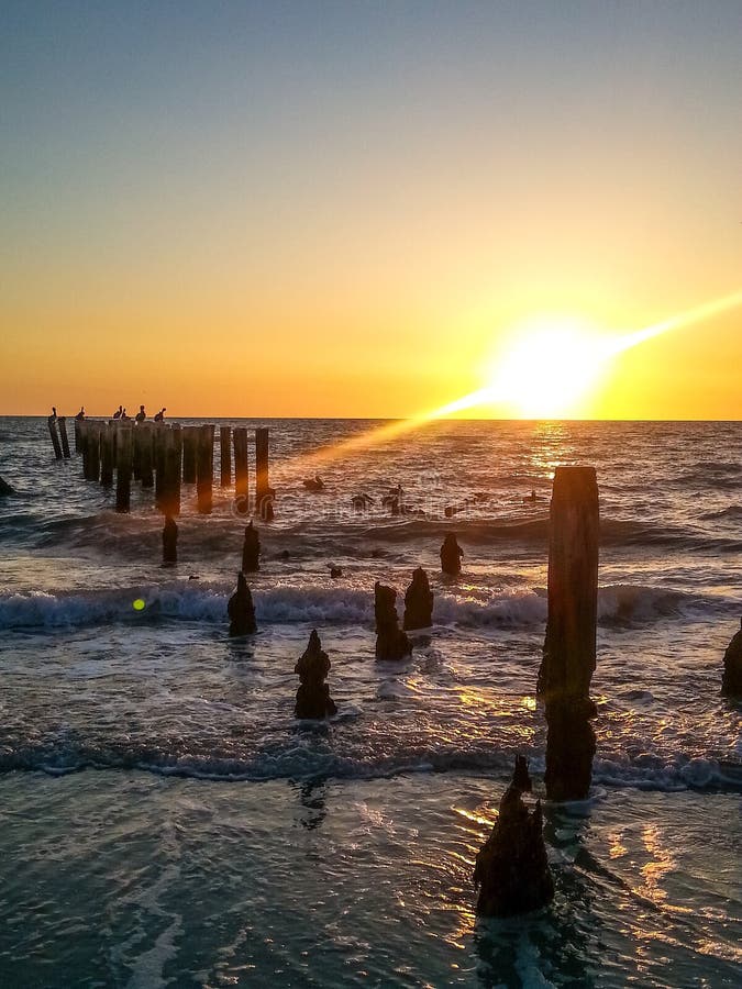 Sunset on Naples Florida Beach Stock Image Image of paradise, sand
