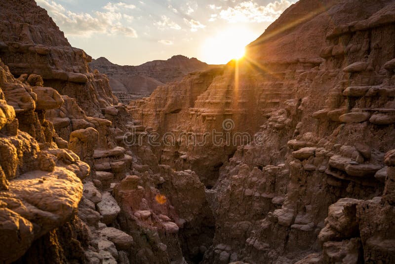 Sunset in the Nebraska Badlands Stock Image Image of rays, sunset