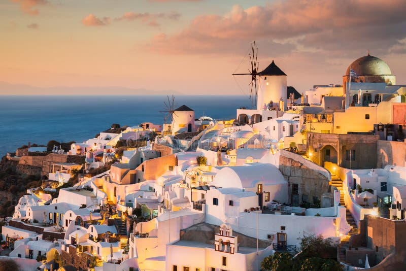 Sunset in Oia, Santorini, Greece