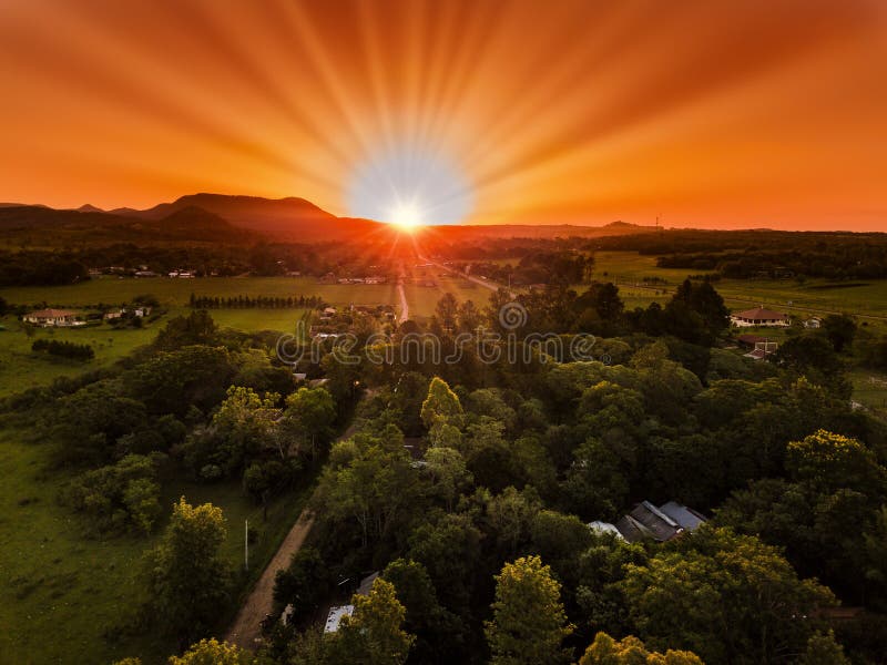 Sunset over the Colonia Independencia in Paraguay.