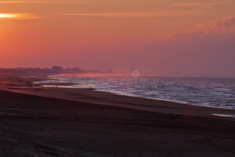 Sunset over Coxyde beach