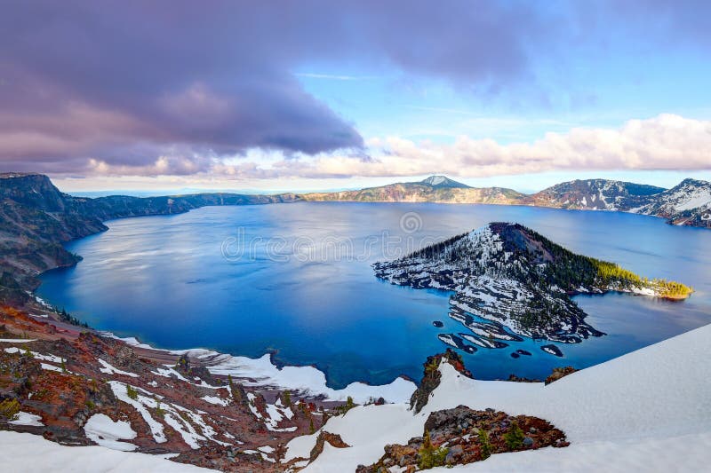 Sunset over Crater Lake , Crater Lake National Park, Oregon