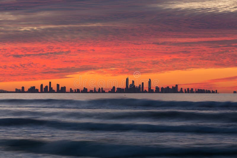 Sunset over Gold Coast stock image Sunset over Gold Coast stock image