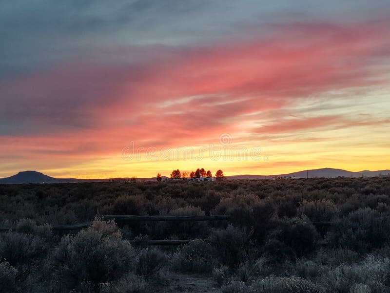 Sunset Over the High Desert in Oregon Stock Photo Image of scene