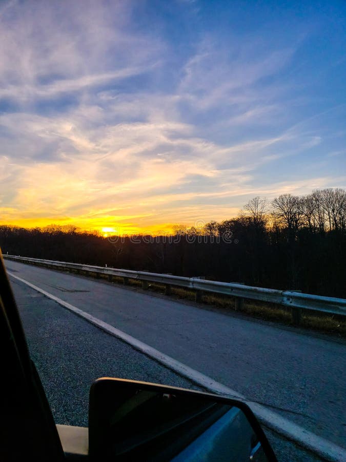 Sunset Over Highway in Cleveland, Ohio Stock Photo Image of frame