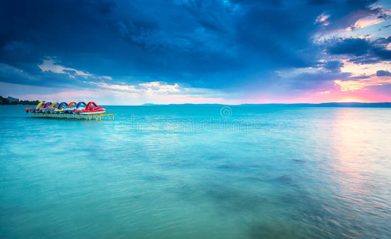 Sunset over lake Balaton, Hungary