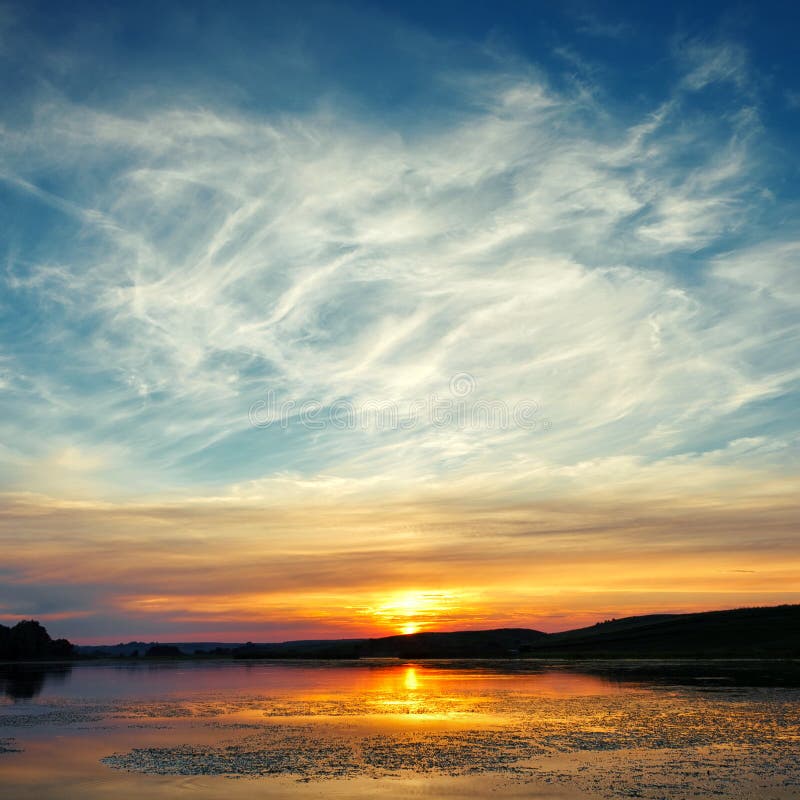 Sunset over lake