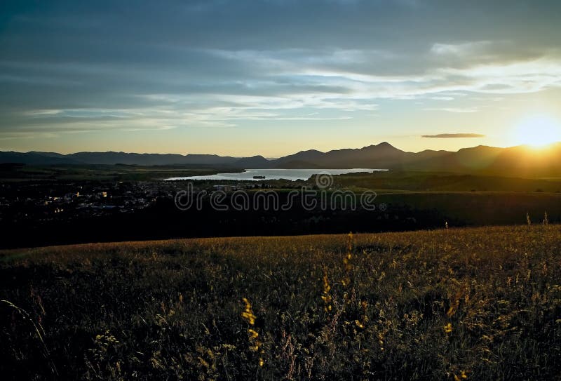 Sunset over the lake Liptovska Mara. royalty free stock photo Sunset over the lake Liptovska Mara. royalty free stock photo