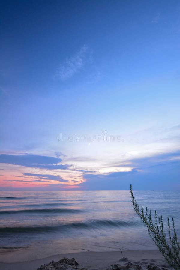 Sunset over Lake Michigan at Muskegon state Park, Michigan