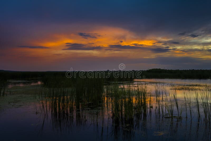 Sunset over lake