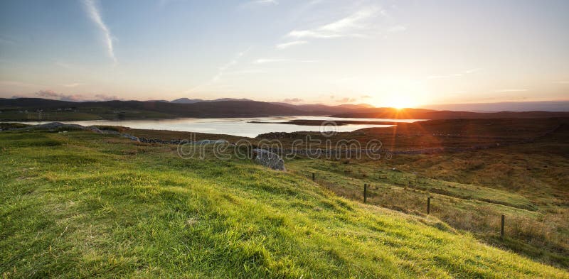 Sunset over meadow