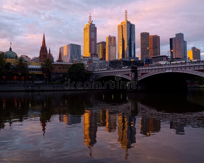 Sunset over Melbourne royalty free stock image