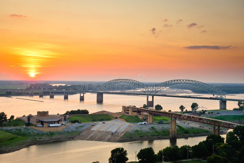 Sunset over the Mississippi River stock images Sunset over the Mississippi River stock images