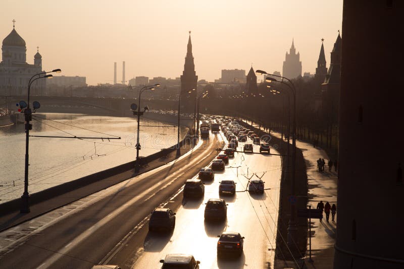 Sunset over Moscow river editorial stock photo. Image of capital 56483713
