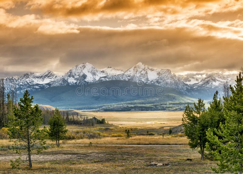 Sunset over mountains in Idaho