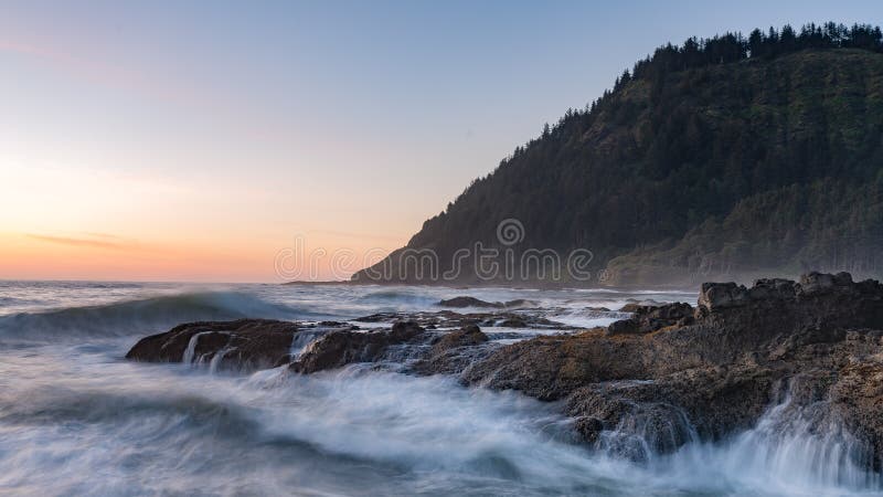 Sunset over Oregon beach